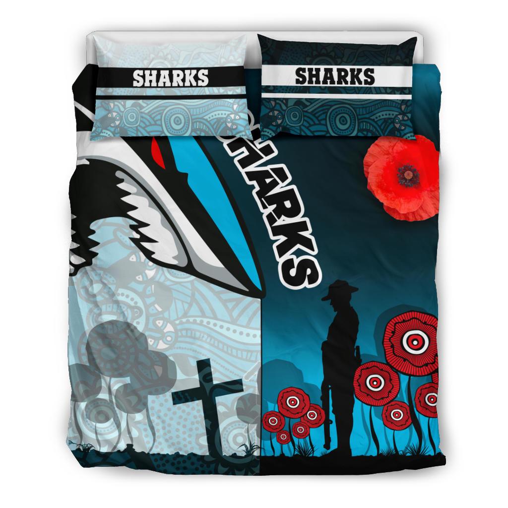 Sharks Bedding Set Cronulla ANZAC Day - Vibe Hoodie Shop