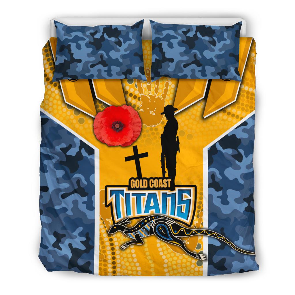 Titans Bedding Set Gold Coast ANZAC Day Armor Version - Vibe Hoodie Shop