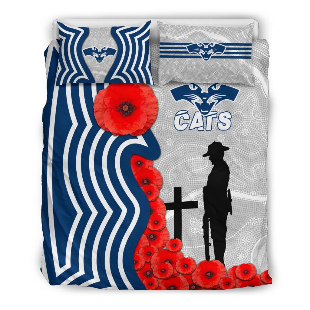 Geelong Bedding Set Cats ANZAC Day Indigenous - Vibe Hoodie Shop