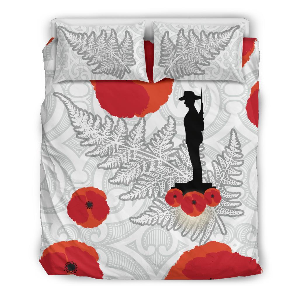 ANZAC Maori Bedding Set Silver Fern Lest For Get - Vibe Hoodie Shop