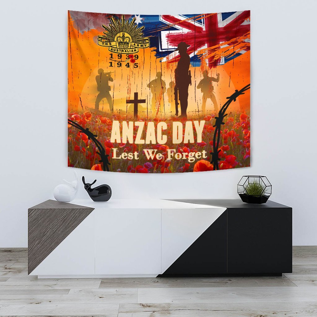 Australia ANZAC Day 2021 Tapestry - ANZAC Day Commemoration 1939 - 1945 V2 - Vibe Hoodie Shop