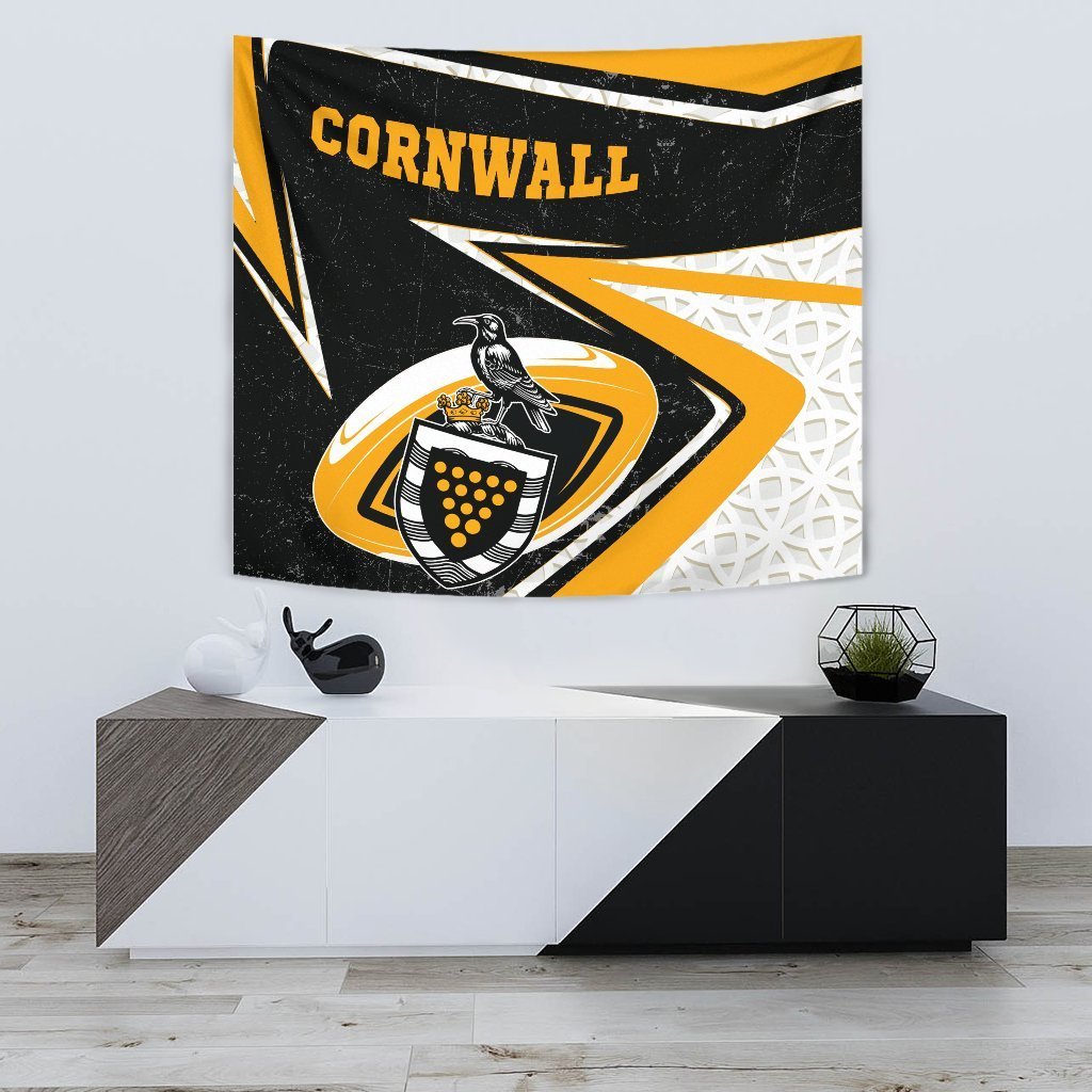 Cornwall Rugby Tapestry - Celtic Cornwall Rugby Ball - Vibe Hoodie Shop