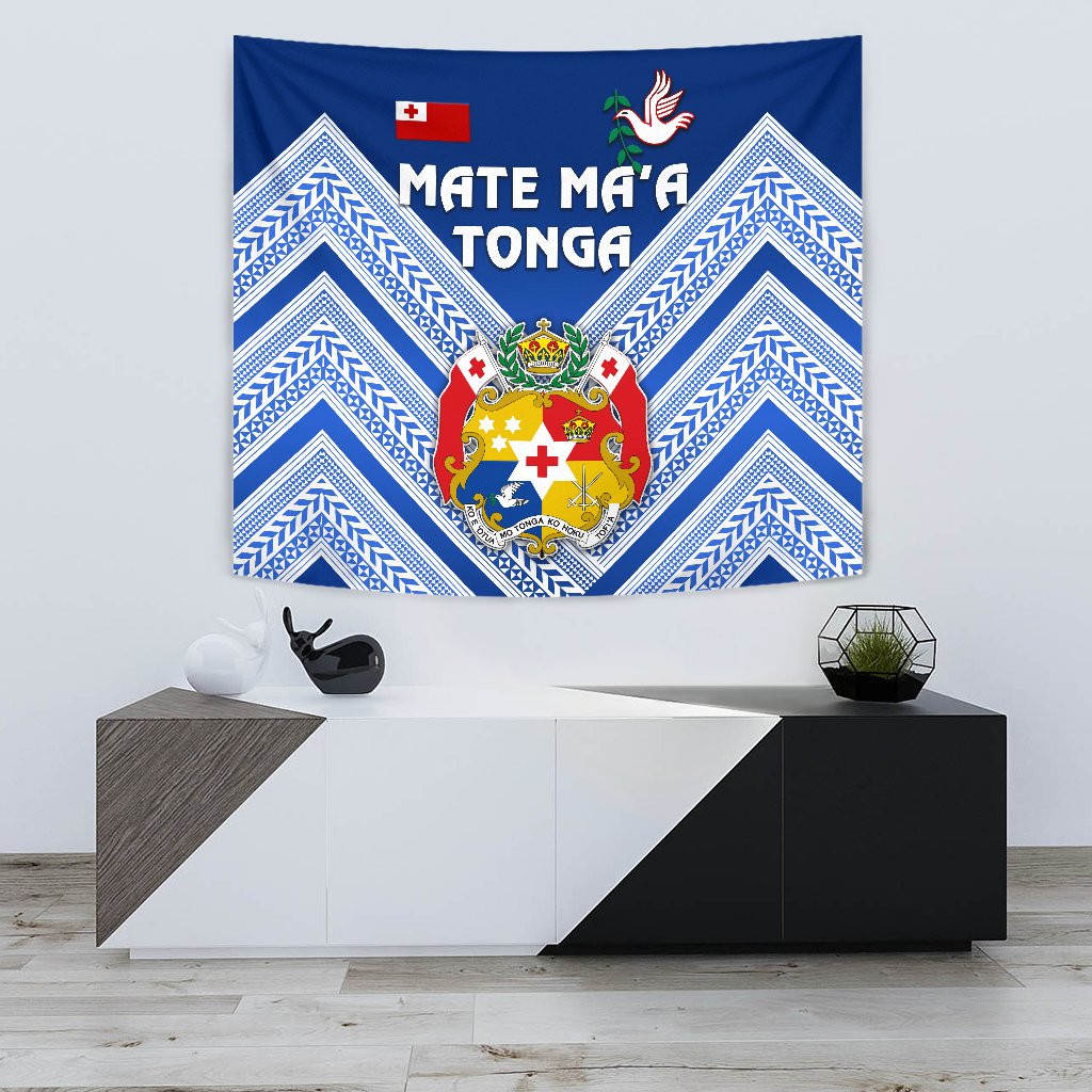 Mate Ma'a Tonga Rugby Tapestry Polynesian Creative Style - Blue - Vibe Hoodie Shop