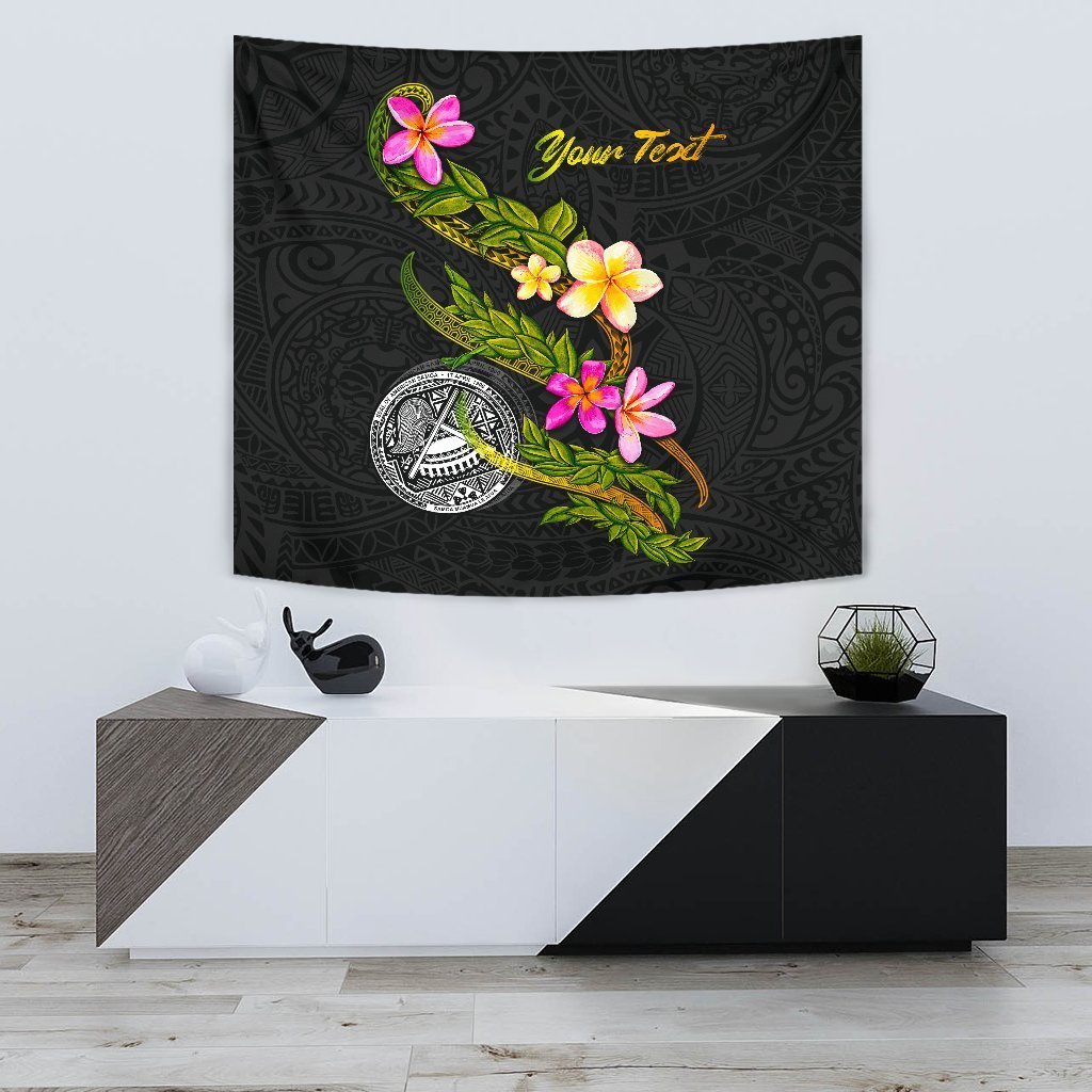 American Samoa Polynesian Custom Personalised Tapestry - Plumeria Tribal - Vibe Hoodie Shop