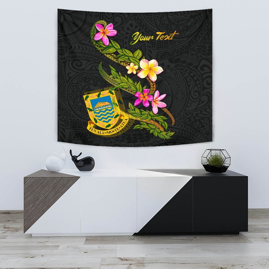 Tuvalu Polynesian Custom Personalised Tapestry - Plumeria Tribal - Vibe Hoodie Shop