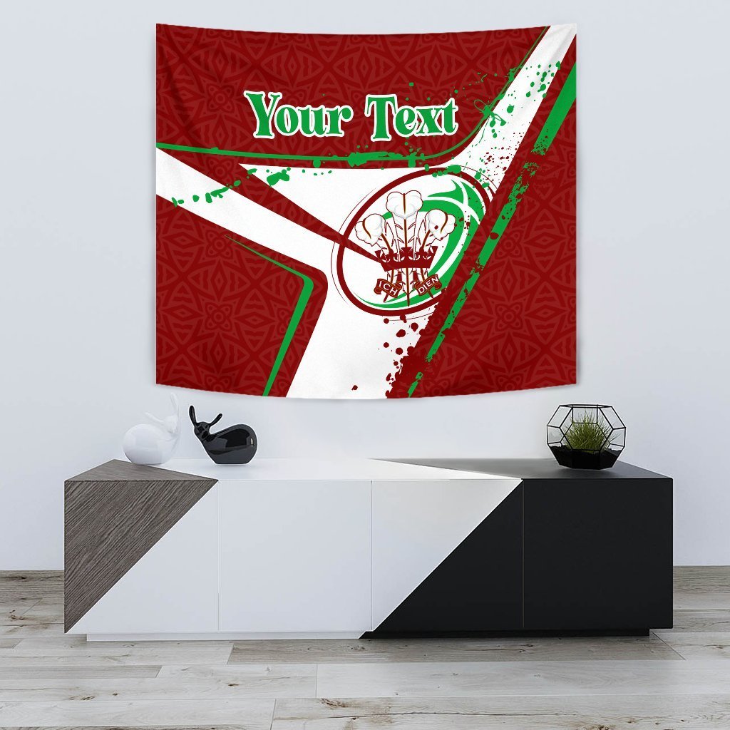 (Custom Text) Wales Rugby Personalised Tapestry - Welsh Rugby - Vibe Hoodie Shop