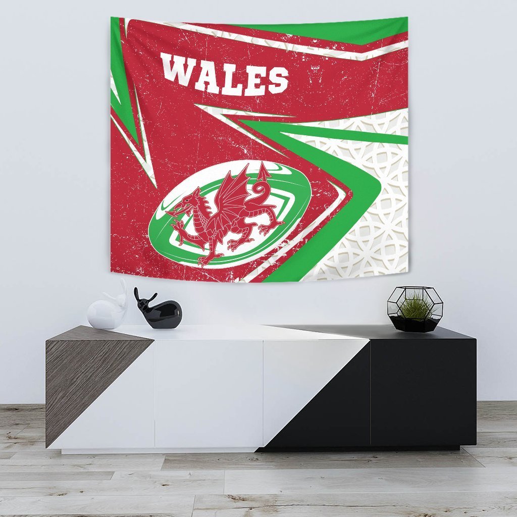 Wales Rugby Tapestry - Celtic Welsh Rugby Ball - Vibe Hoodie Shop