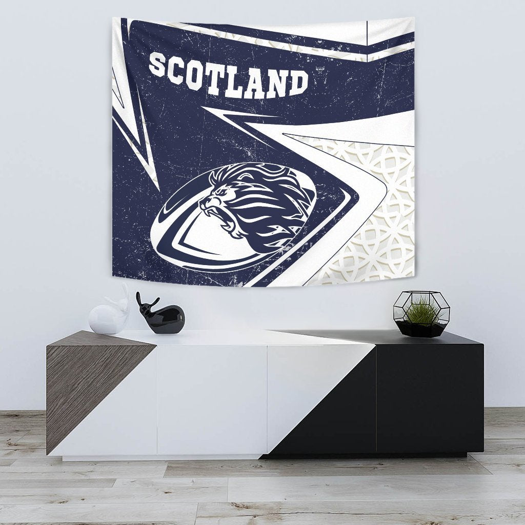 Scotland Rugby Tapestry - Celtic Scottish Rugby Ball Lion Ver - Vibe Hoodie Shop