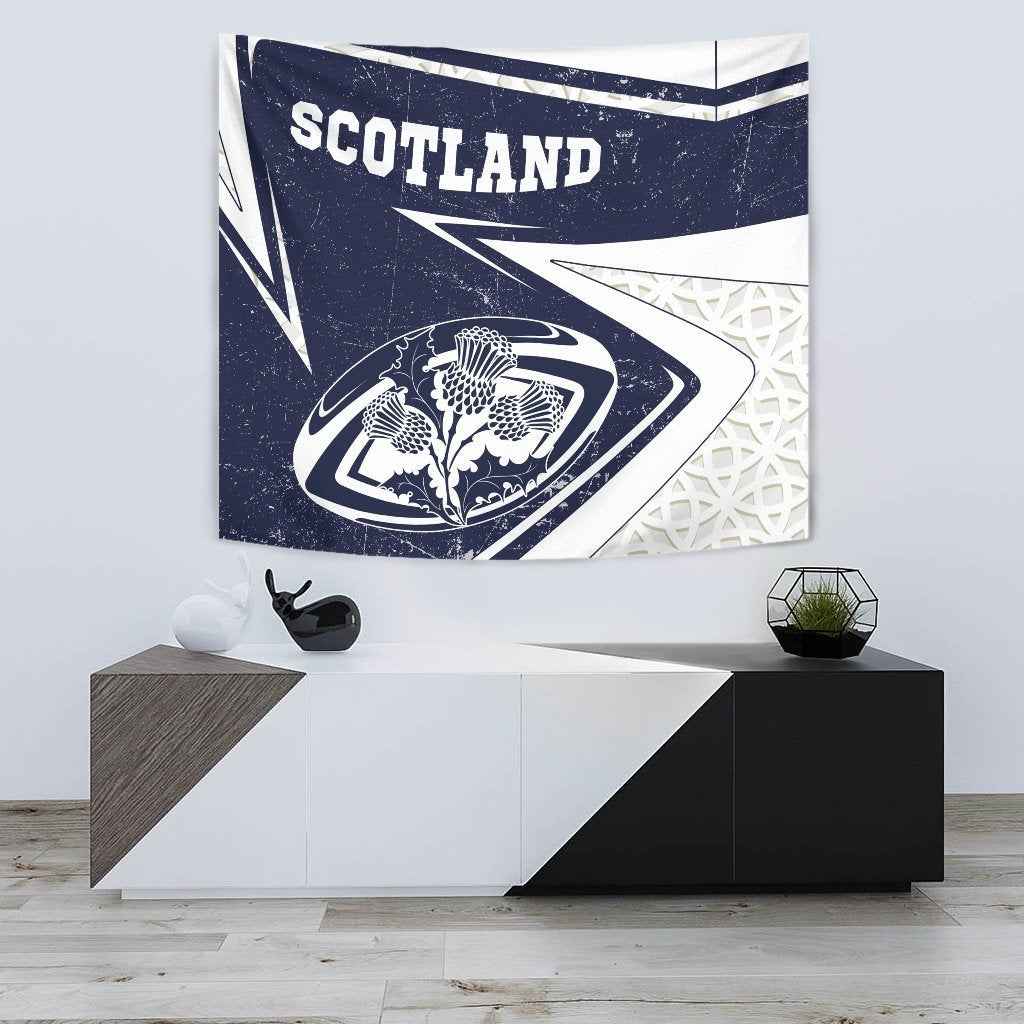 Scotland Rugby Tapestry - Celtic Scottish Rugby Ball Thistle Ver - Vibe Hoodie Shop