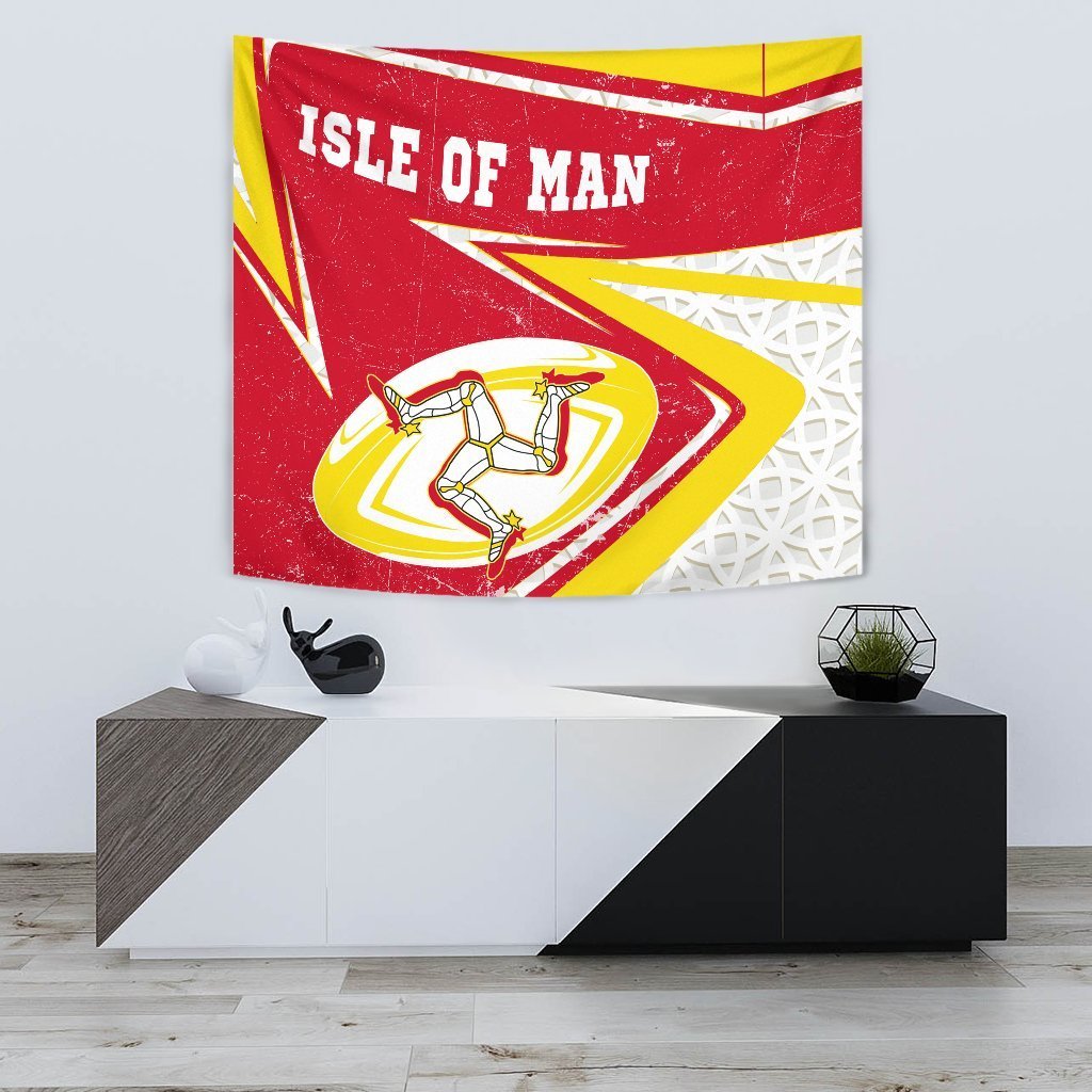 Isle Of Man Rugby Tapestry - Celtic Manx Rugby Ball - Vibe Hoodie Shop