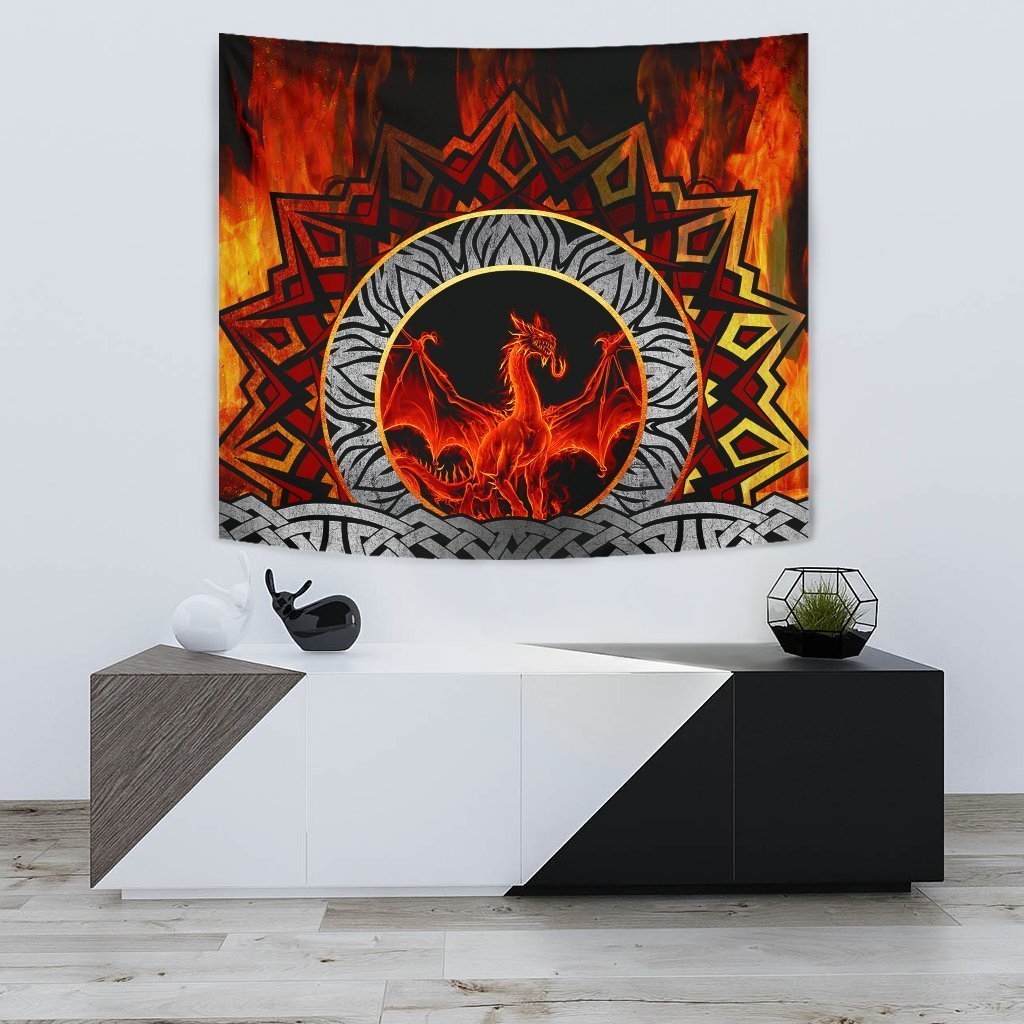 Celtic Dragon Tapestry - Fire Dragon - Vibe Hoodie Shop