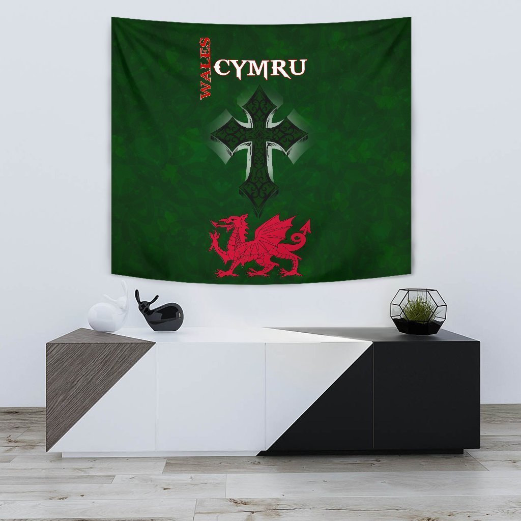 Wales Tapestry - Wales Cymru Celtic Cross - Vibe Hoodie Shop