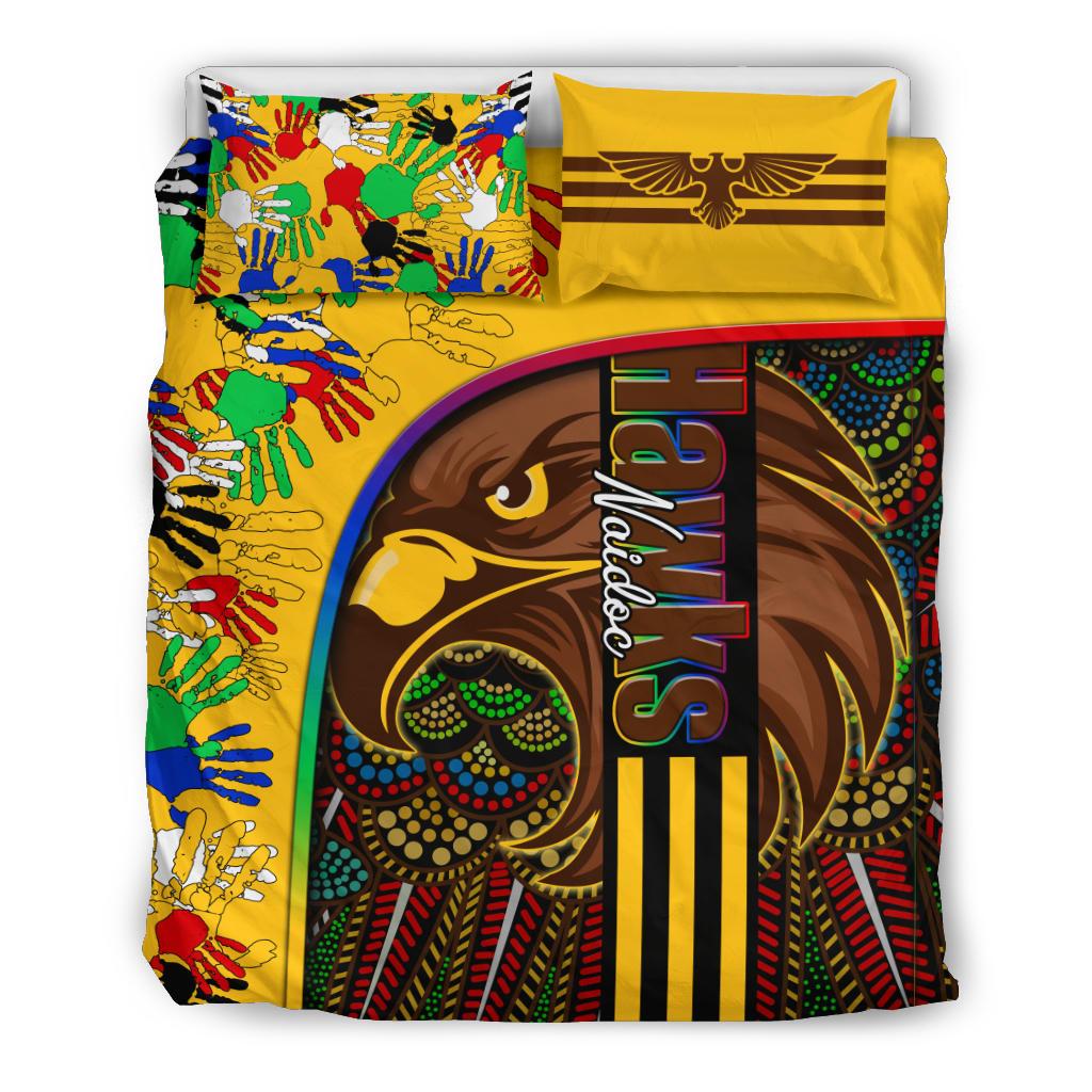 Pride Hawks Bedding Set Hawthorn NAIDOC Week Aboriginal Version Special - Vibe Hoodie Shop