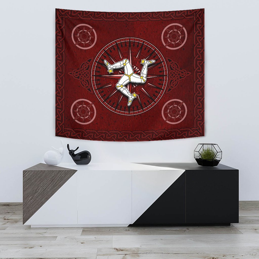 Isle Of Man Celtic Tapestry - Celtic Compass With Manx Triskelion - Vibe Hoodie Shop