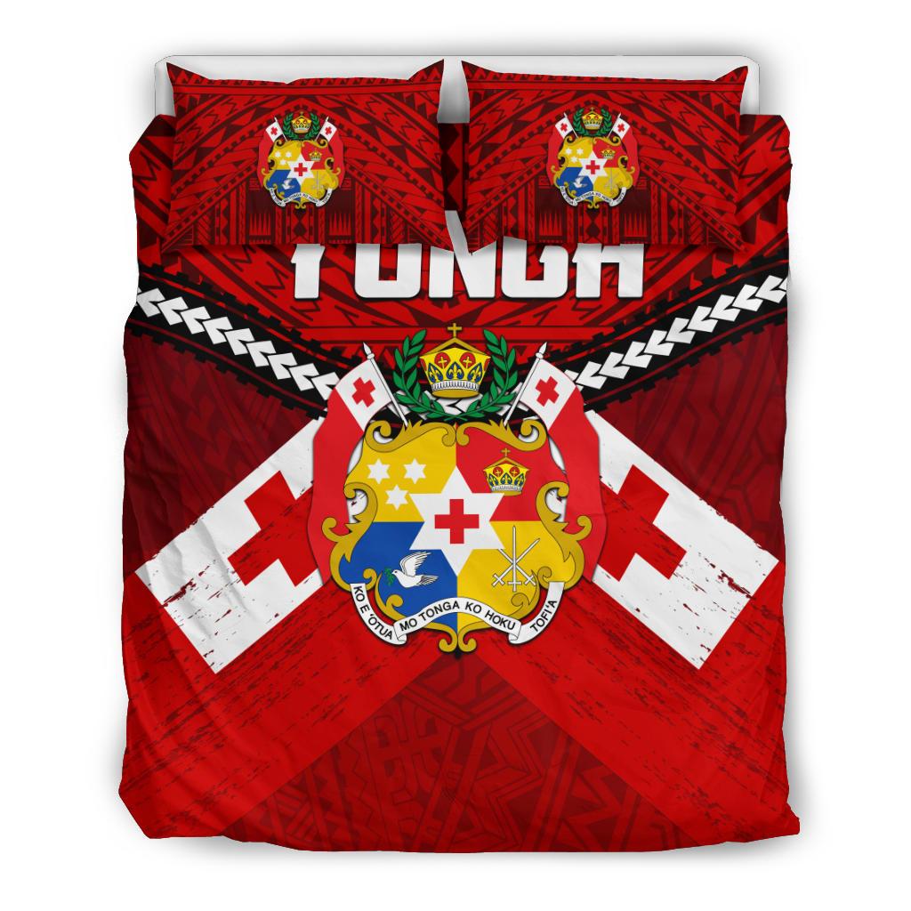 Tonga Rugby Bedding Set Polynesian Tattoo Seashore - Vibe Hoodie Shop