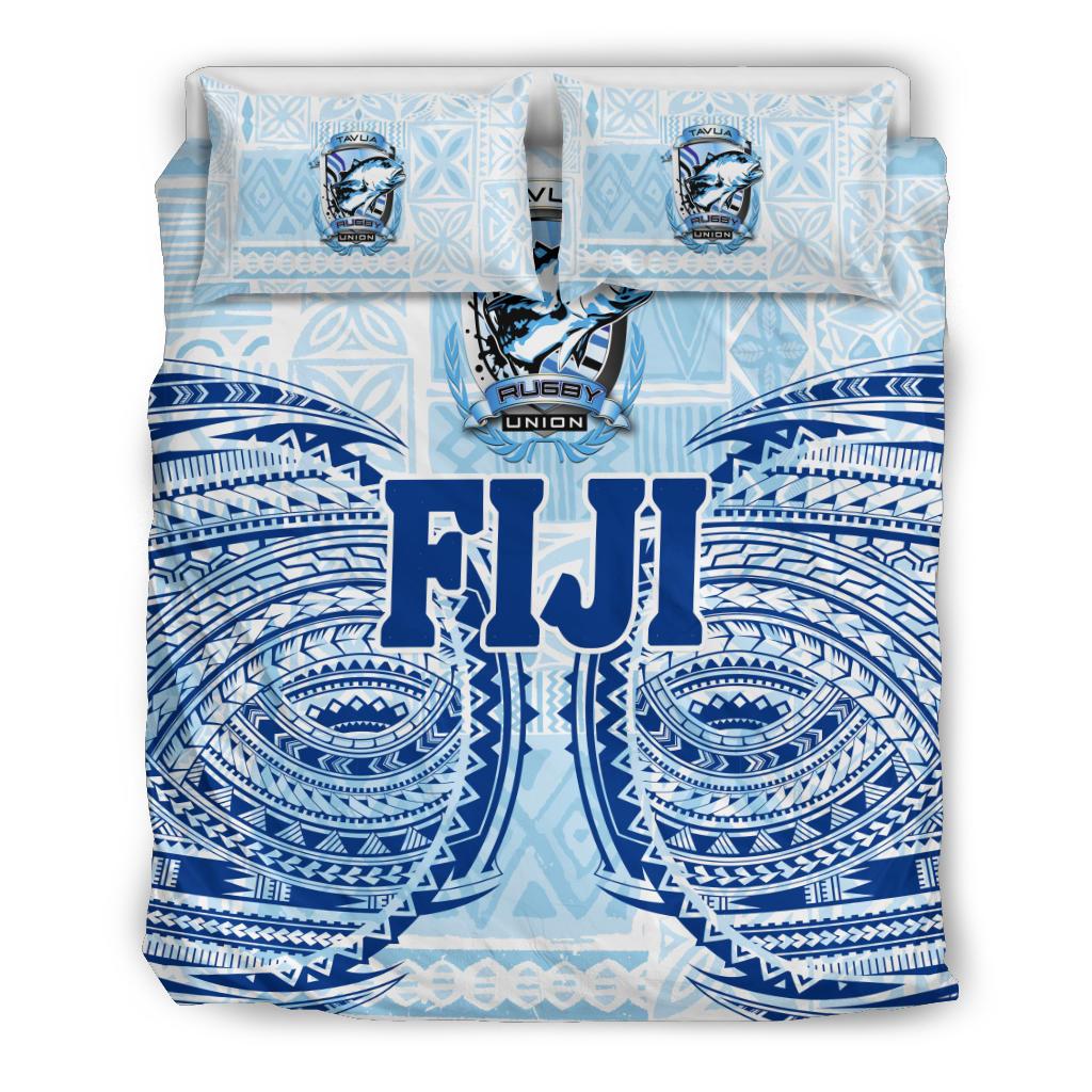 Fiji Tavua Rugby Tapa Bedding Set Polynesian Blue - Vibe Hoodie Shop