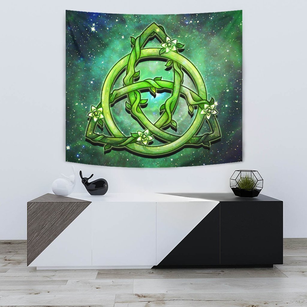 Celtic Tapestry - Green Triquetra - Vibe Hoodie Shop