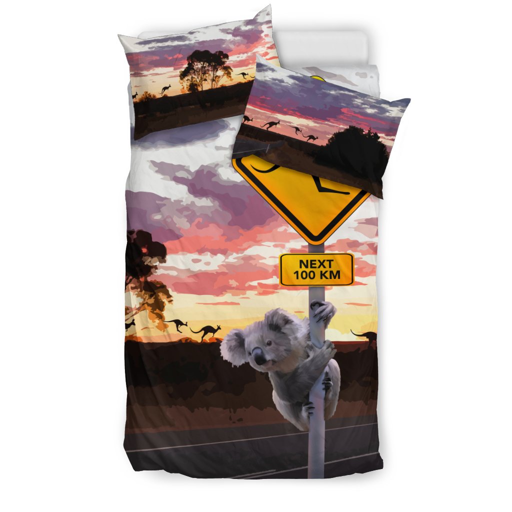 Bedding Sets - Koala Bed Kangaroo Sign Sunset Landscape Art Sets - Vibe Hoodie Shop