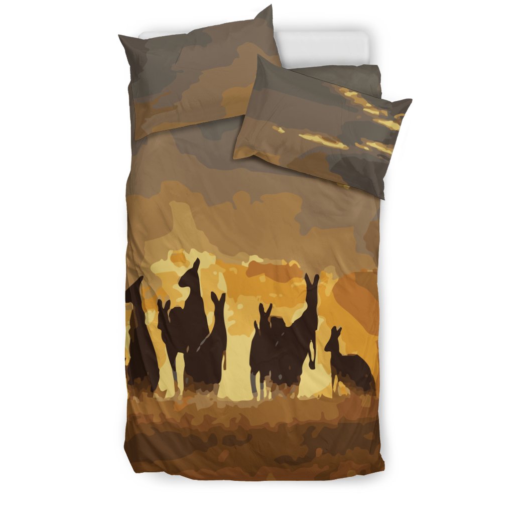 Bedding Sets - Kangaroo Bed Sets Family Sunset Ver02 - Vibe Hoodie Shop