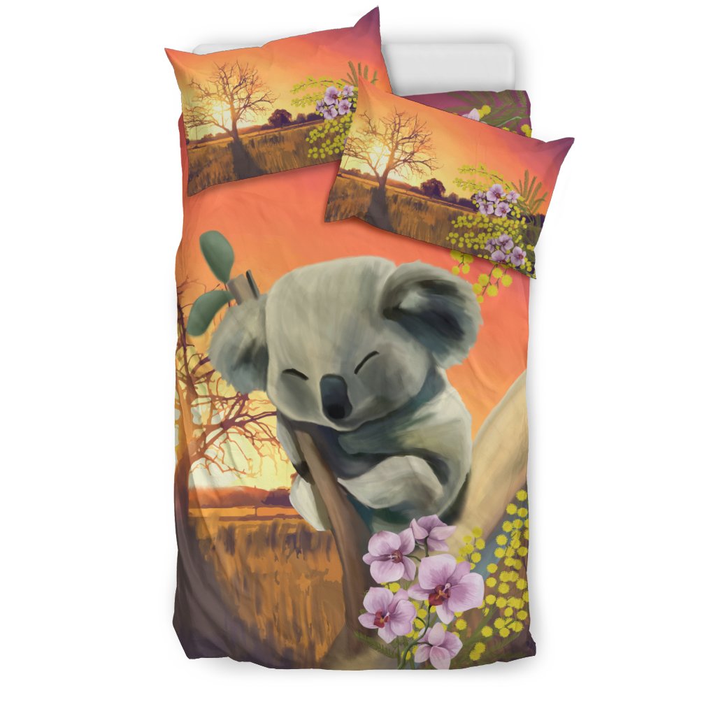 Bedding Sets - Koala Bed Sunset Sleeping Landscape Art Sets - Vibe Hoodie Shop