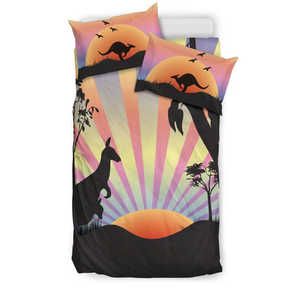 Bedding Sets - Kangaroo Bed Sets Sunset Ver03A - Vibe Hoodie Shop