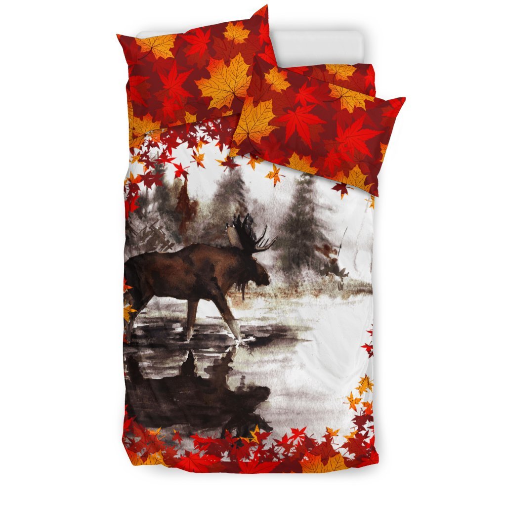 Canada Moose With Maple Leafs - Bedding Set - Vibe Hoodie Shop