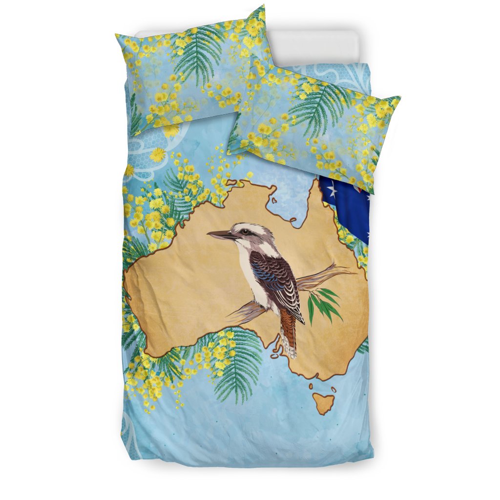 Australia Bedding Sets - Kookaburra Bed Aus Flag Golden Wattle Sets - Vibe Hoodie Shop