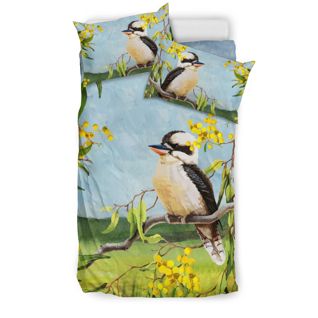 Australia Bedding Sets - Kookaburra Bed Golden Wattle Landscape Art Sets - Vibe Hoodie Shop