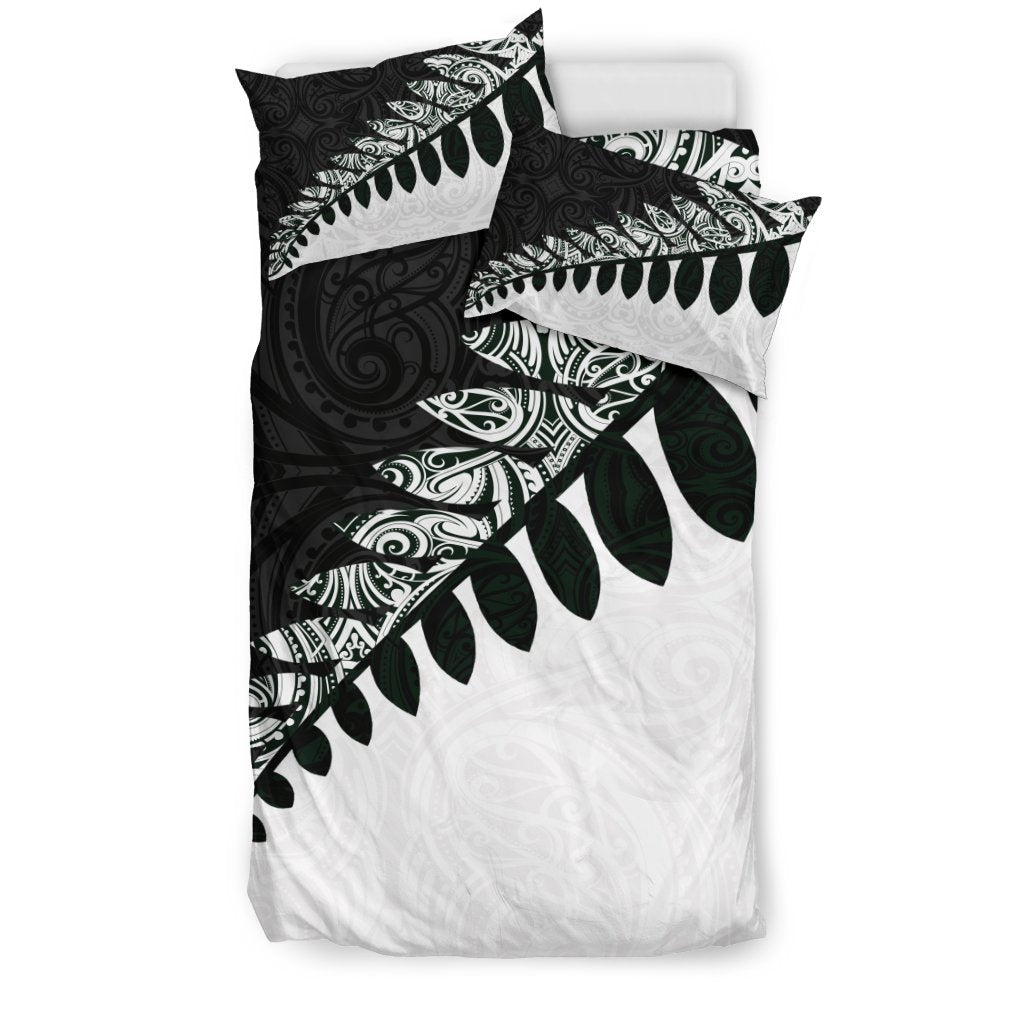 New Zealand Silver Fern Bedding Set Black White - Vibe Hoodie Shop