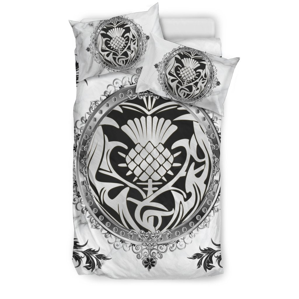 Luxury Silver Thistle Scotland  Bedding Set K5 White - Vibe Hoodie Shop