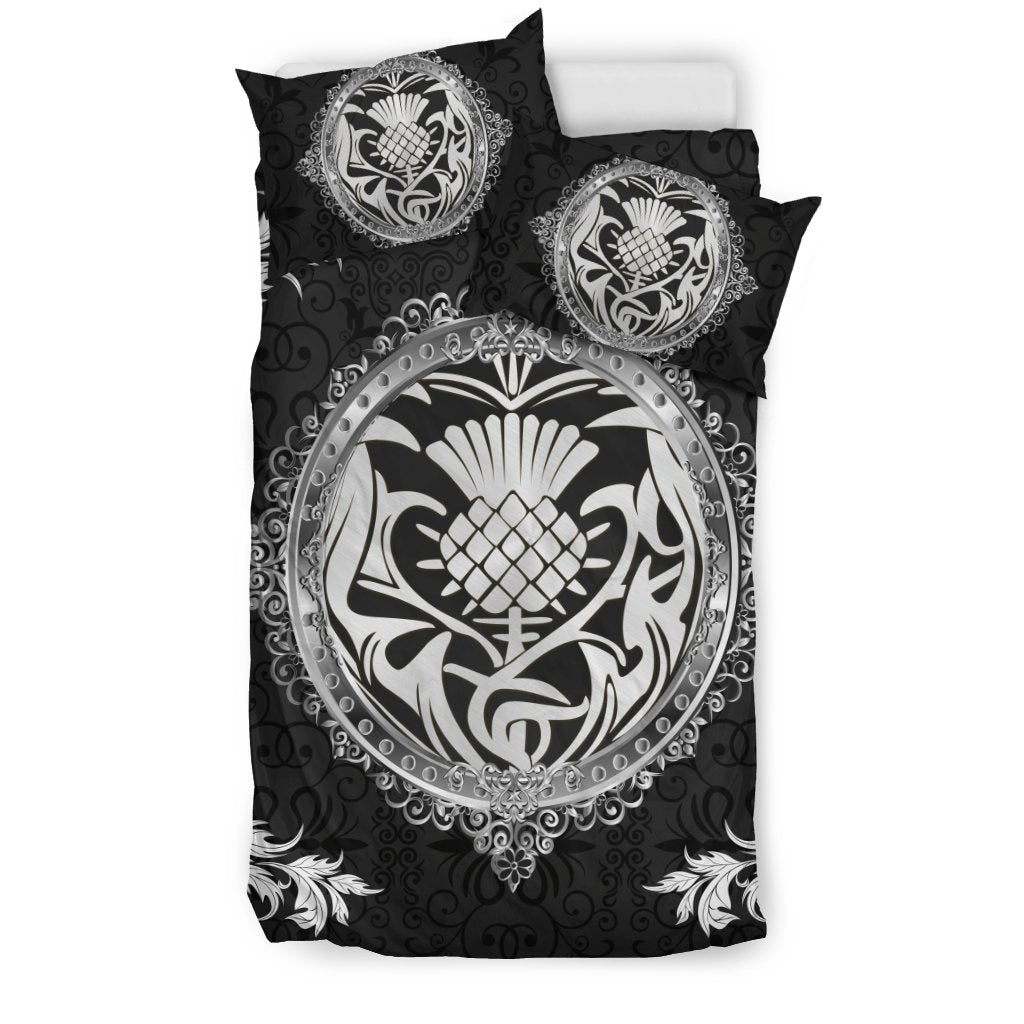 Luxury Silver Thistle Scotland  Bedding Set K5 Black - Vibe Hoodie Shop