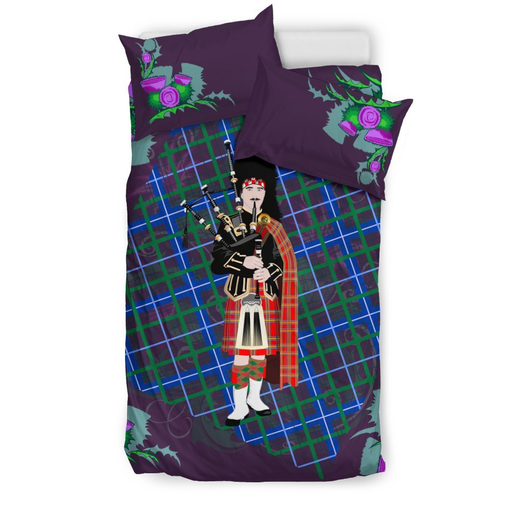 Scotland Thistle With Bagpiper Bedding Set - Vibe Hoodie Shop