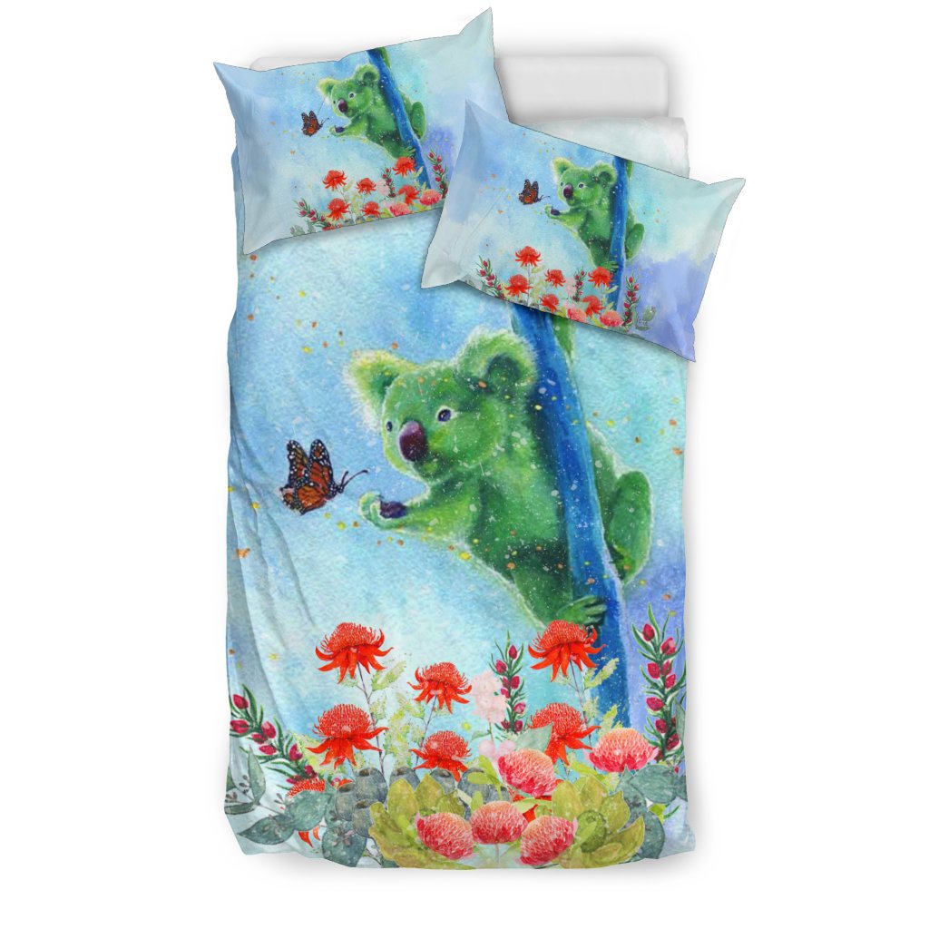 Bedding Sets - Koala Bed Butterfly In Waratah Painting Sets - Vibe Hoodie Shop