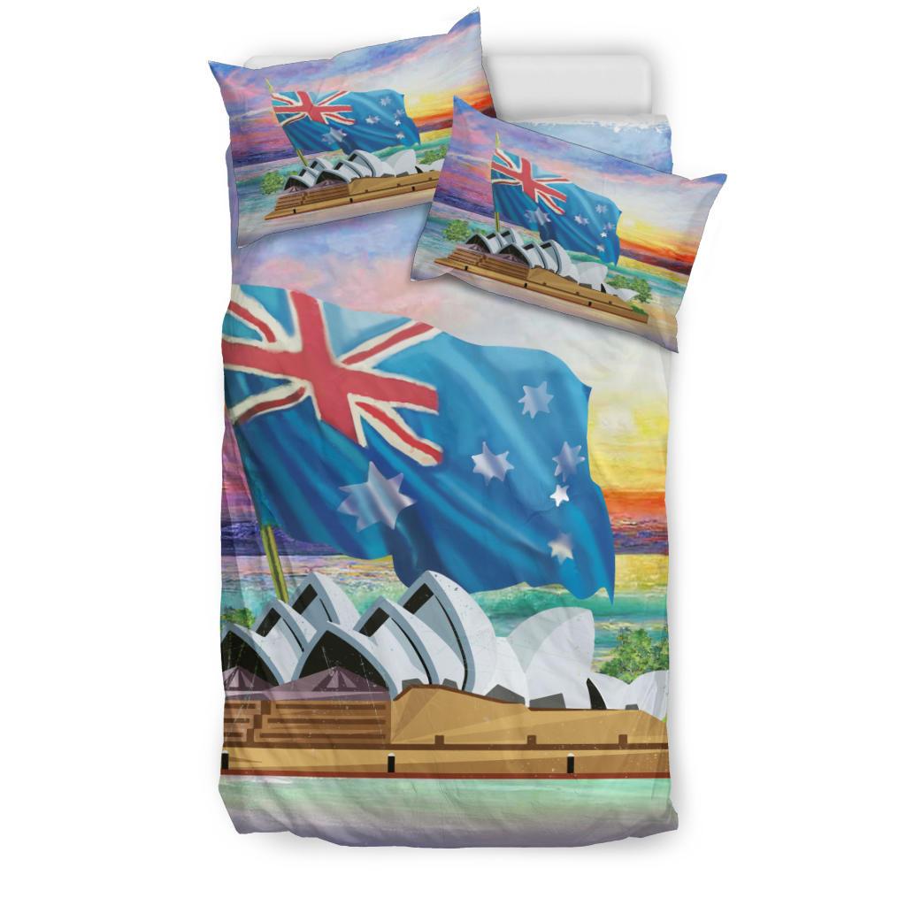 Bedding Sets - Sydney Opera Bed Aus Flag Landscape Painting Sets - Vibe Hoodie Shop