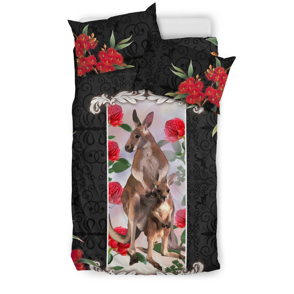 Bedding Sets - Kangaroo Bed Waratah Flowers Patterns Sets - Vibe Hoodie Shop