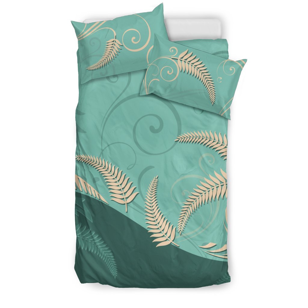 New Zealand Silver Fern Bedding Set - Mint X Golden - Vibe Hoodie Shop