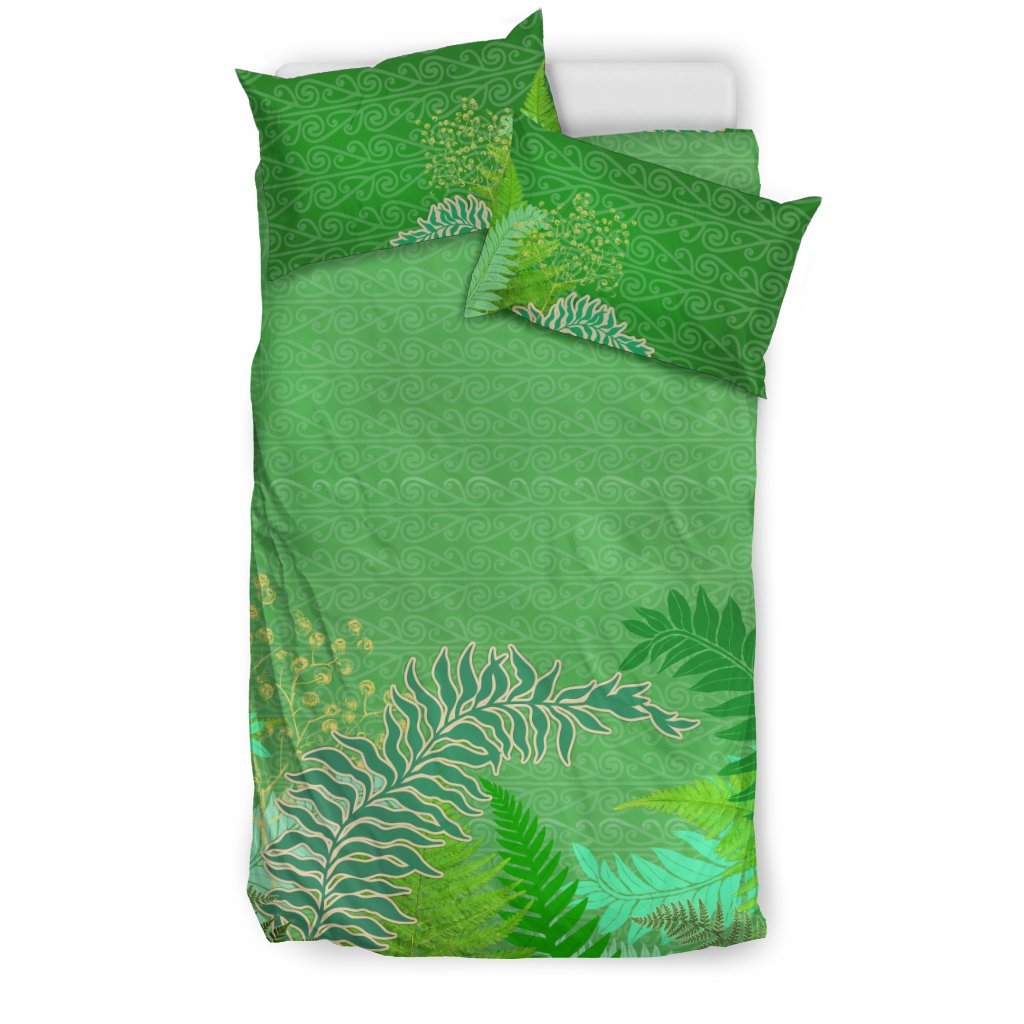 Tropical New Zealand Style With Silver Fern Bedding Set Green Ver - Vibe Hoodie Shop