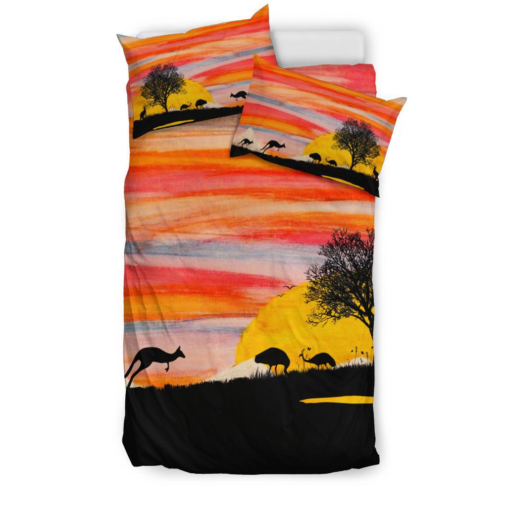 Bedding Sets - Kangaroo Bed Sunset Drawing Painting Sets - Vibe Hoodie Shop