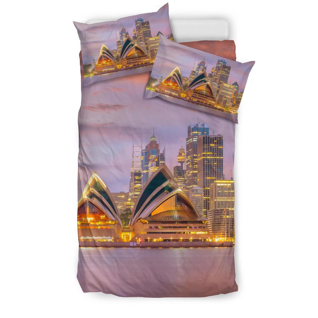 Bedding Sets - Sydney Opera Bed Sunset Landscape Art Sets - Vibe Hoodie Shop