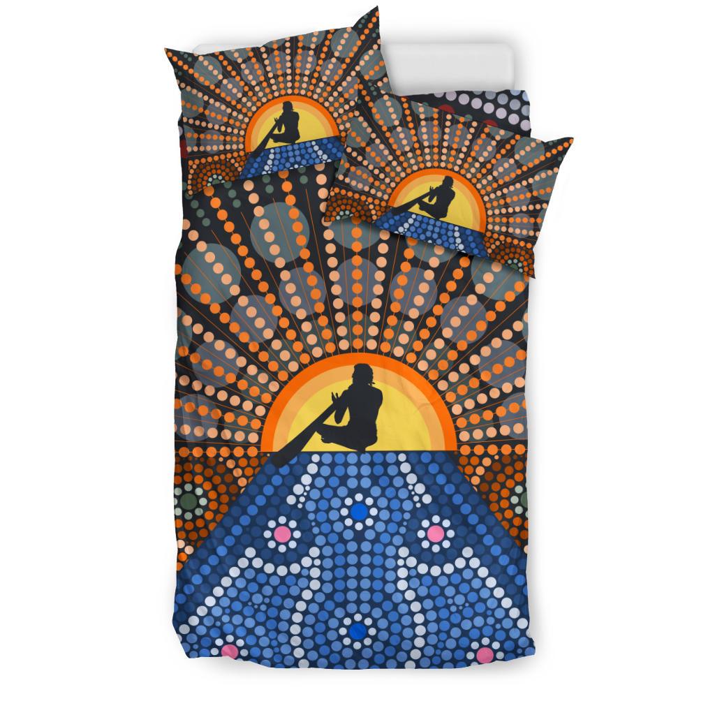 Aboriginal Bedding Sets, Didgeridoo Australia Sun Dot Painting - Vibe Hoodie Shop