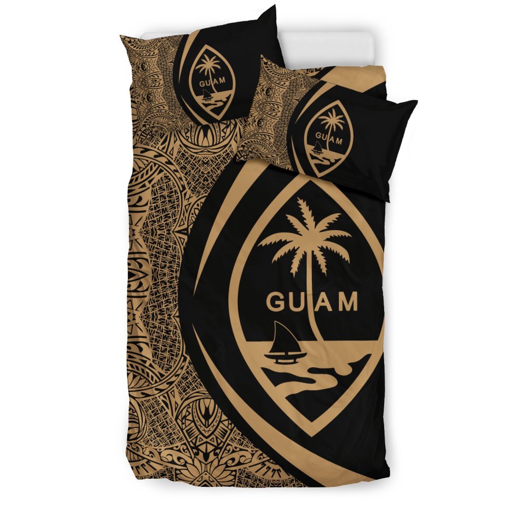 Guam Coat Of Arms Polynesian Bedding Set - Circle Style 08 - Vibe Hoodie Shop