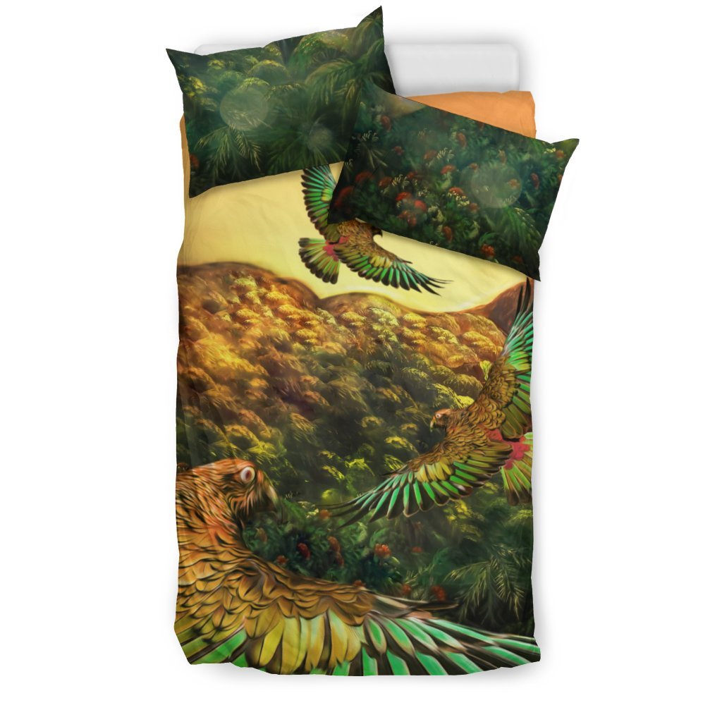New Zealand Bedding Set, Kea Bird Duvet Cover And Pillow Case - Vibe Hoodie Shop