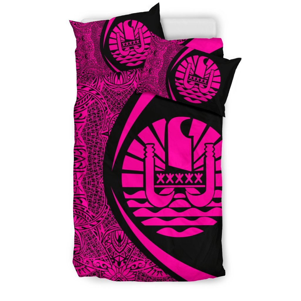 French Polynesia Coat Of Arms Polynesian Bedding Set - Circle Style 01 - Vibe Hoodie Shop