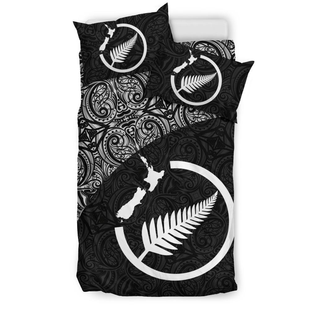New Zealand Bedding Set Map Silver Fern - Vibe Hoodie Shop
