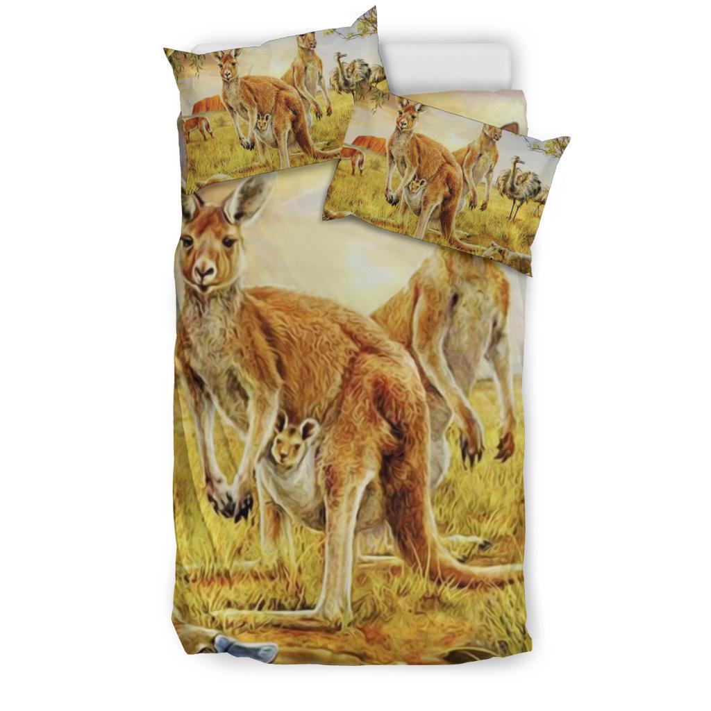 Bedding Sets - Kangaroo Bed Family In Uluru Landscape Art Sets - Vibe Hoodie Shop