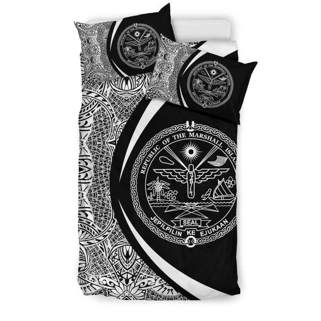 Marshall Islands Coat Of Arms Polynesian Bedding Set - Circle Style 01 - Vibe Hoodie Shop