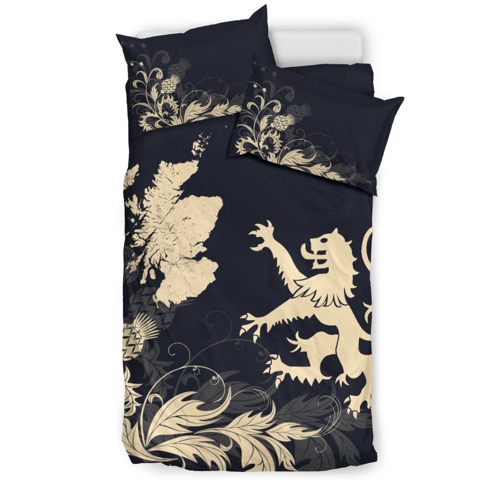 Scotland Lion Map Thistle Bedding Set - Vibe Hoodie Shop