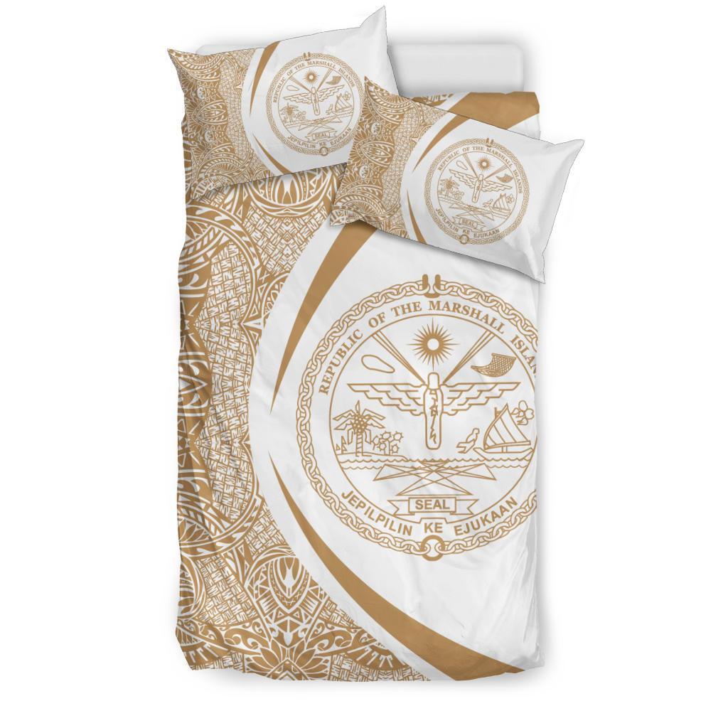 Marshall Islands Coat Of Arms Polynesian Bedding Set - Circle Style 08 - Vibe Hoodie Shop