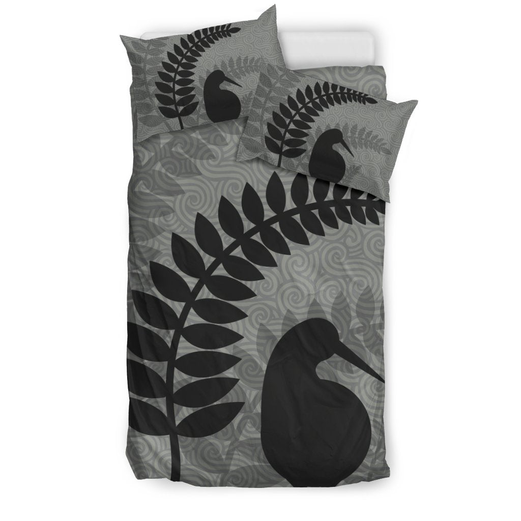 New Zealand Silver Fern Bedding Set, Kiwi Bird Duvet Cover And Pillow Case - Vibe Hoodie Shop