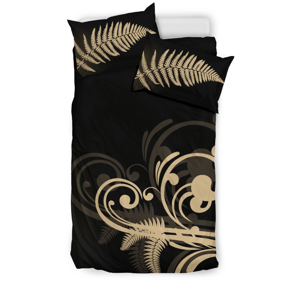 Silver Fern New Zealand Bedding Set Black X Golden - Vibe Hoodie Shop